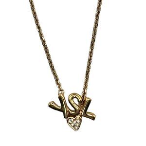 Vintage Yves Saint Laurent YSL Heart & Crystal Necklace
